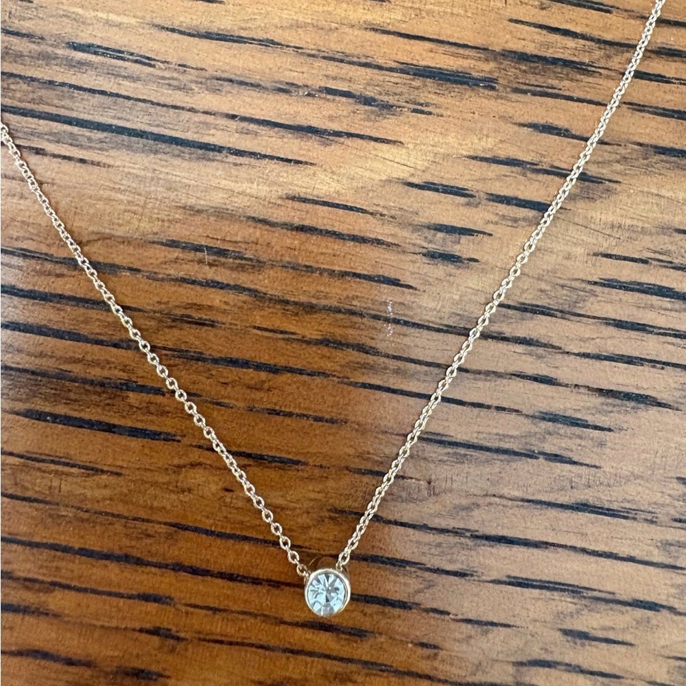 Dainty Gold Necklace with CZ Diamond Pendant